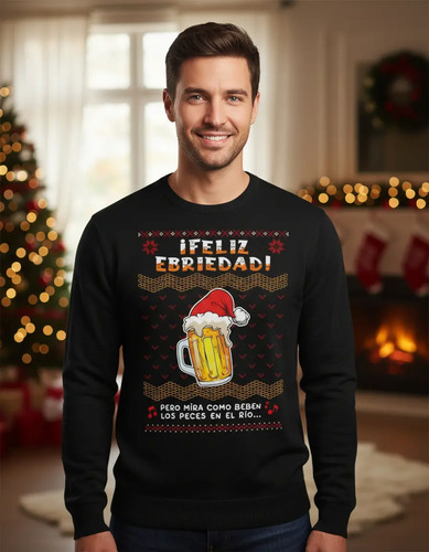 Sudadera Grapics Ugly Feliz Ebriedad Navidad Cerveza Sueter