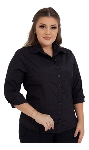 Camisa Evangélica Social 3/4 Feminina Plus Size + Brinde