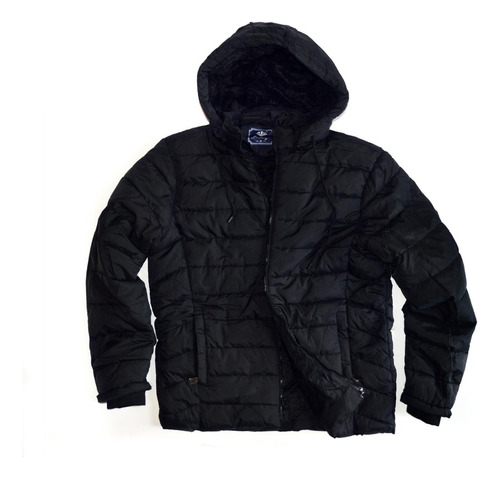 Campera Hombre Pluma Forrada Con Piel Y Capucha Desmontable