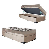 Cama Box Baú Solteiro Colchão Ortobom 61x88x188 Bege