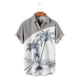 Camisa Hawaiana Unisex Con Solapa Y Estampado De Coco, Camis