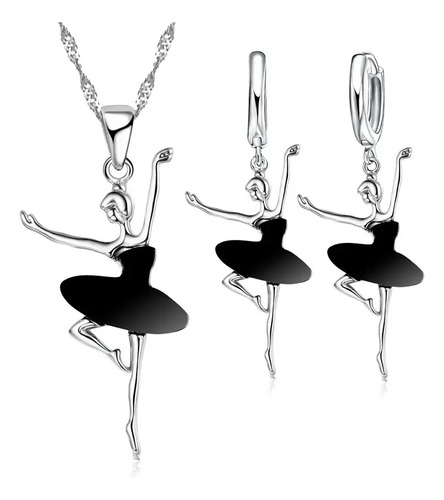 Yaameli: Conjunto De Aretes Y Collar De Plata, Ballerina.