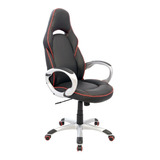 Silla Tipo Gamer Pro Reclinable Color Rojo Negro En Cuero 