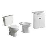 Combo Vanitory Inodoro Mochila Bidet Ferrum Andina * Color De La Bacha Blanco Color Del Mueble Blanco