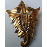 Broche Prendedor Vintage Sobredorado Oro Art Deco Aguila 