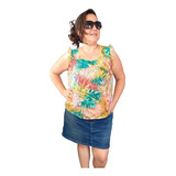 Blusa Fibrana Superfresca Volado Talles Grandes Y Especiales