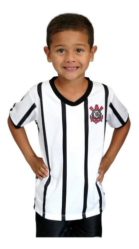 Camisa Do Corinthians Infantil Branca Listrada Oficial