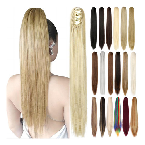 Extensiones De Cola De Caballo Clip Garra Recta 21 Pulgadas