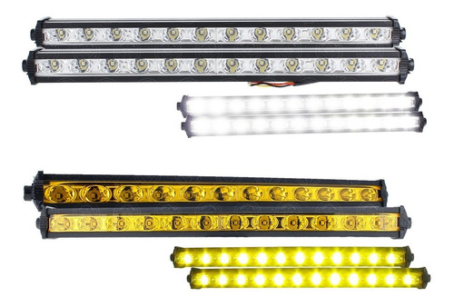 Par Faros Barra 12 Led Slim Fija Estrobo Auxiliar 13 Pulgad