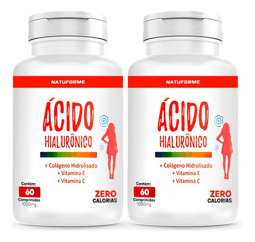 2 X Ácido Hialurônico Puro + Vitamina C 1000mg 120 Cápsulas