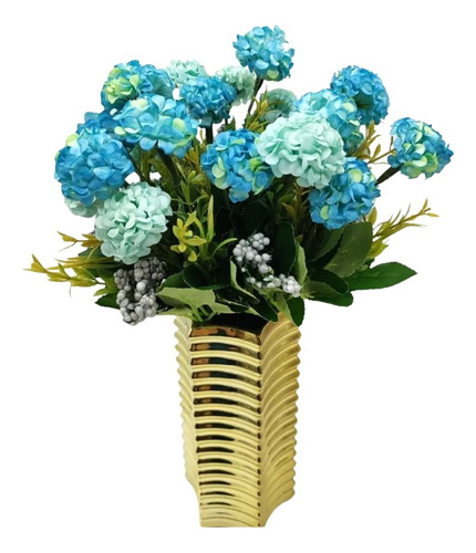 10x Hortênsias Pequena Artificial Buque Com 70 Flores Total