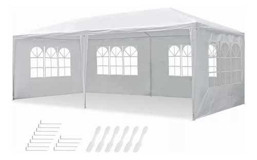 Toldo 6x3metro Carpa Gazebo Pergola Plegable Portable Blanco