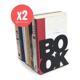 Set X2 Soporte Tope Para Libros Organizador Negro