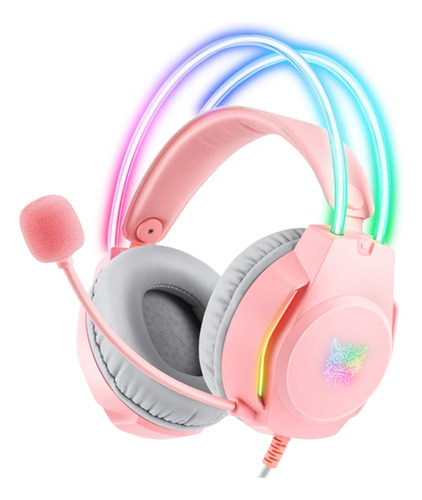 Fone Headset Gamer Onikuma X26 Rosa Profissional Rgb