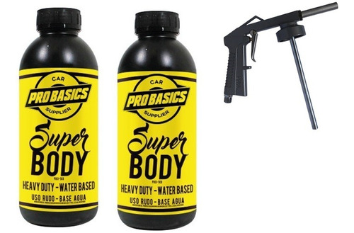 2 Lts Super Body Negro Base Agua + Pistola Aplicacion Oferta