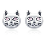 Aretes Topos Para Mujer Gato Bigotes Fabricados En Plata 925