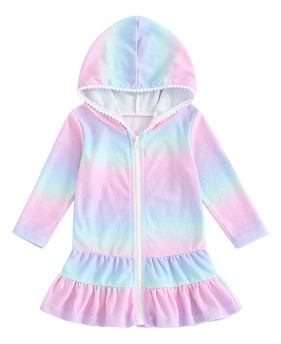 Traje De Baño Con Cremallera Para Niñas, Bata Larga Creativa