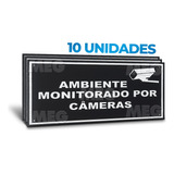 10 Placas Sinalização Ambiente Monitorado Cameras 20x10 Alum