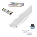 Kit Perfis Embutir Slim 43x9mm P/ Led Em Aluminio Sob Medida