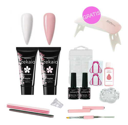 Kit Polygel Zekaio 2 Colores French + Set De Lujo