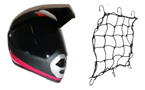 Casco Cross Con Mica Ahumada Y Red De Regalo Cas-cro-44l