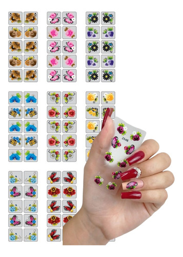 100 Adesivos D Unhas 3d C Pedrinhas Strass Artesanal Atacado