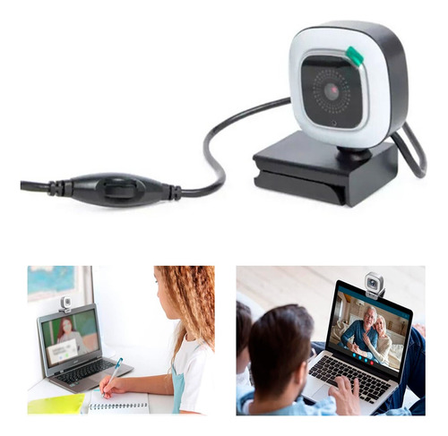 Webcam Aro De Luz Microfono Camara Web Selfie Privacidad Usb