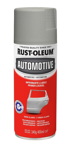 Rust Oleum Automotriz Primer Lijable Gris Spray 400 Ml