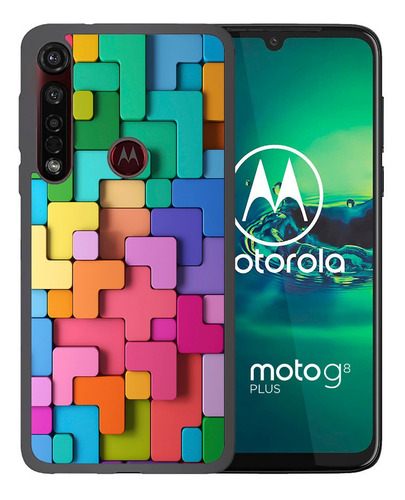 Funda Moto G8 Plus Tetris De Colores Tpu Uso Rudo