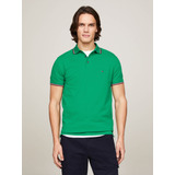 Polo Ribeteado Colección 1985 De Corte Slim Verde De Hombre