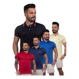 Kit Com 5 Camisas Camiseta Gola Polo Masculina Slim 