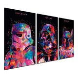 Cuadro Triptico 90x50cm Darth Hunter Star Wars 