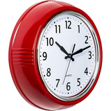 Bernhard Products Reloj De Pared Retro De 9.5 Pulgadas Ro...