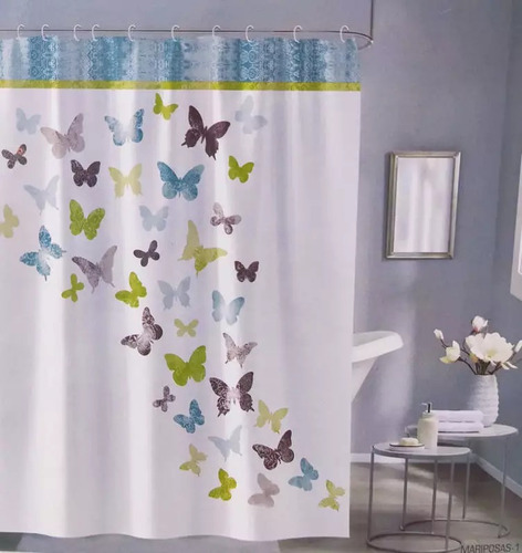 Cortina De Baño Estampada Teflón Impermeable Antihongos