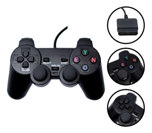 Controle Compatível Play 2 Joystick Dualshock Ps2 Com Fio