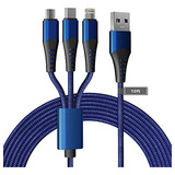 Cable De Cargador Largo Usb 3 En 1 Bawanfa Multi, 3 M/10 Pie