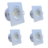 4 Spot Led Embutir Direcionável 3w Quadrado 3000k Avant