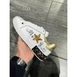 Tenis Para Mujer Blanca Estrella D G Original + Envgts