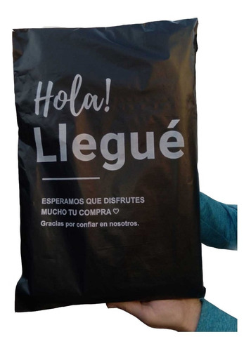 Bolsas Polietileno Ecommerce Con Logo Hola Negra 30x45 X200u