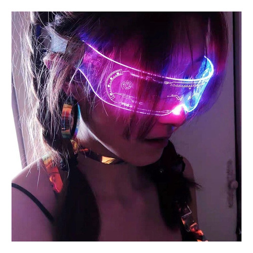 Lentes Futuristas Cyberpunk Tiktok Led Lentes Acrílicas