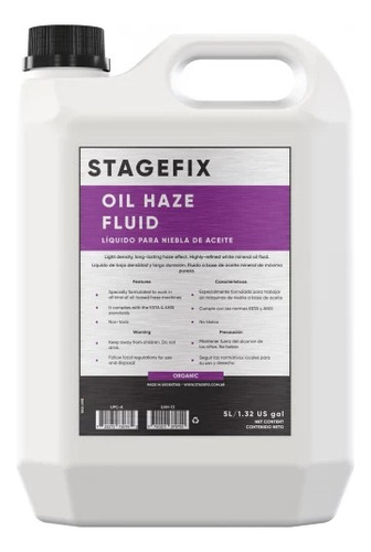 Stagefix Oh5 | Líquido De Haze De Baja Densidad (5l) Color Agua