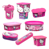 Kit Organizador De Lancheira Hello Kitty Com 8 Itens 