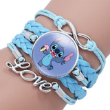 Brazalete Pulsera Cuero Stitch Kawaii Ajustable Regalo Cute 