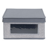 Caja Organizadora Tela Ropa Placard Con Tapa Gris