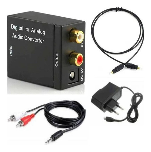 Conversor Audio Digital Optico A Rca Analogo + Cable Kit Set
