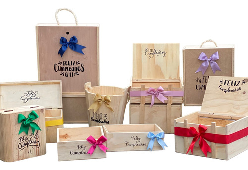 Cajas En  Madera Para Regalo De Feliz Cumpleaños