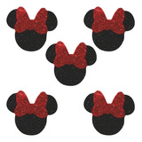 10 Apliques Glitter 3d Eva Lembrancinhas - Minnie Orelhas 