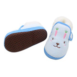 Pantufa Sapatinho Infantil Bebe Coelhinho Azul Listrado Forr