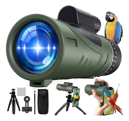 Telescopio Monocular Hd + Tripode + Soporte De Celular Bak-4