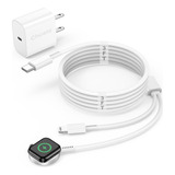 Cargador De Apple Watch, Cargador Usb C 2 En 1 Para Iwatch Y